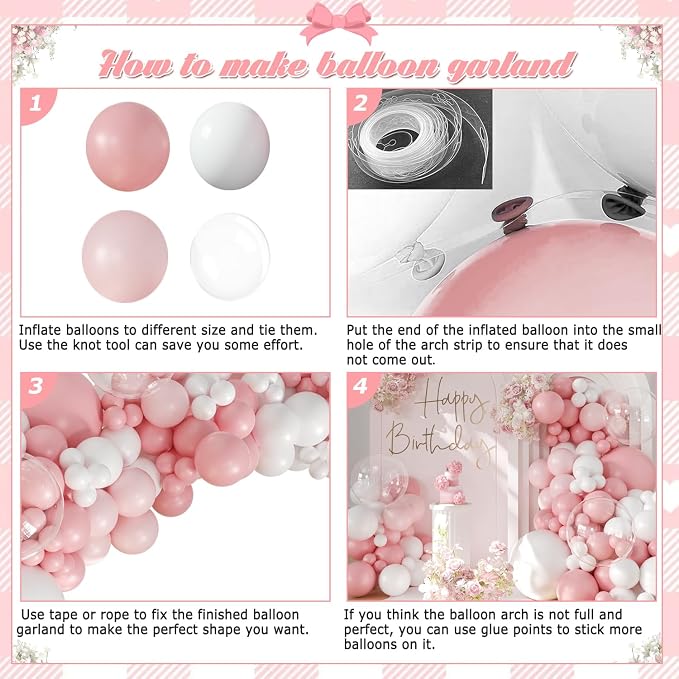 Pink Balloon Arch Kit for Baby Shower Bridal Shower Birthday Decorations | - Image 6
