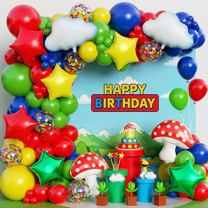 Red Blue Green Yellow Balloon Arch Garland Kit 172pcs by PTGOLUO