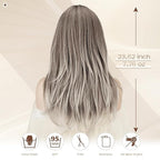 SOFEIYAN Long Straight Layered Wig with Bangs 24 Inch Synthetic Natural Hair Wig Soft Heat Resistant Long Wigs for Women Daily Party Use