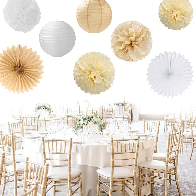 Champagne Gold White Bridal-Shower Party-Decorations - Image 6