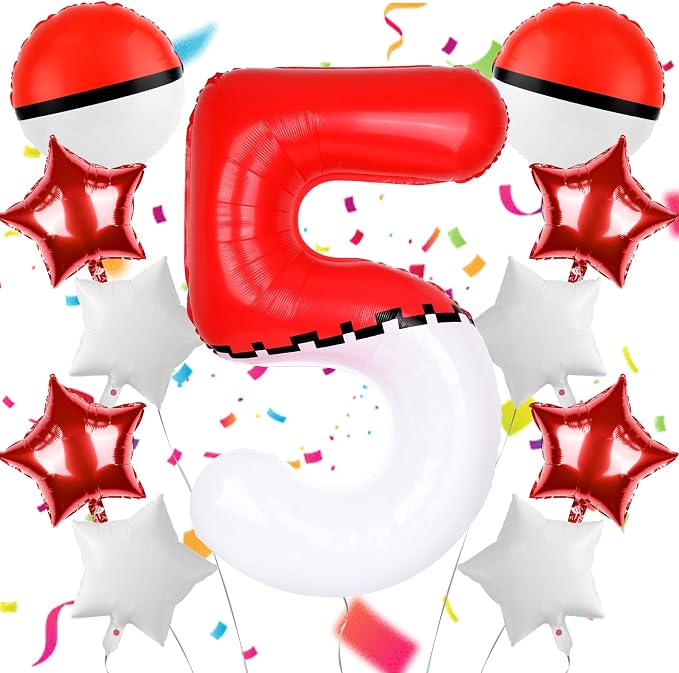 40 Inch Red & White Cartoon Themed Theme Number Balloon, Number Block Foil by AXBMM