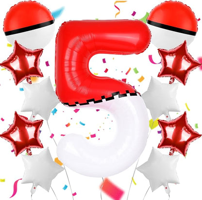 40 Inch Red & White Cartoon Themed Theme Number Balloon, Number Block Foil by AXBMM