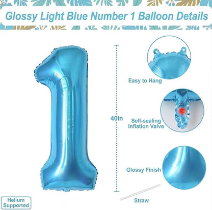 Light Blue Number 11 Balloon 40 Inch, Foil Numeral - Image 4