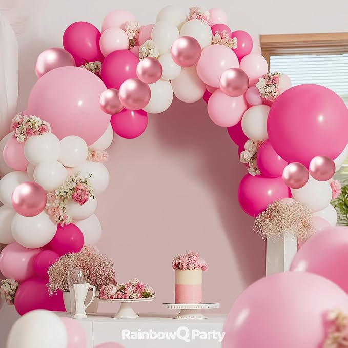RainbowQ 165 Pcs Hot Pink Balloons Arch Kit Different Sizes Garland | Metallic - Image 7