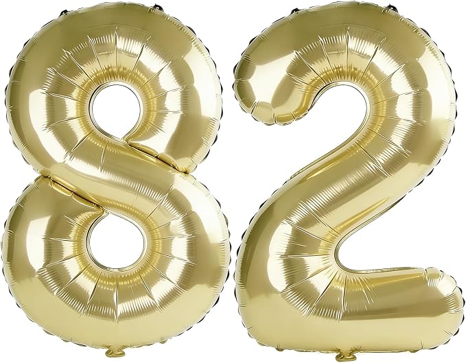 40 Inch Number 82 Balloons for 82nd Birthday Party Decorations, 0-100 Champagne by FOBELEC