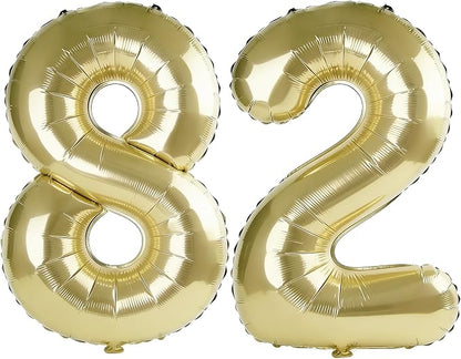 40 Inch Number 82 Balloons for 82nd Birthday Party Decorations, 0-100 Champagne by FOBELEC