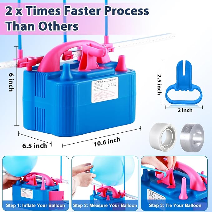 Party Zealot Electric Balloon Inflator Dual Nozzles - Image 2