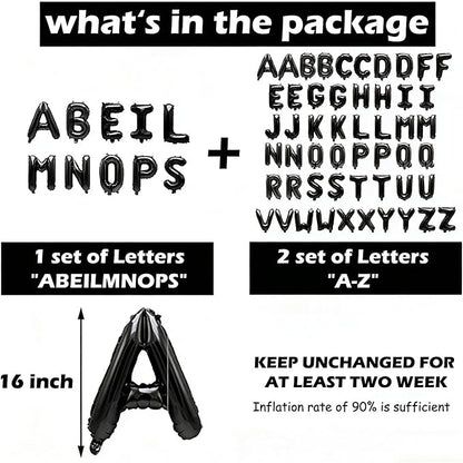 62 Pcs Black Letter Balloons, Custom 2 Set A-Z Set - Image 3