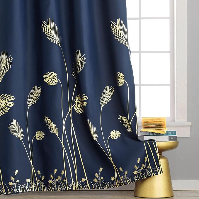 Navy Blue and Gold Blackout Curtains - Image 7