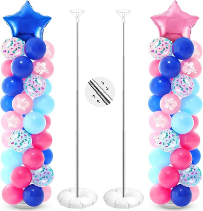 Seematn 2 Sets Pastel Blue and Pink Balloon Column Stand Kit by Seematn
