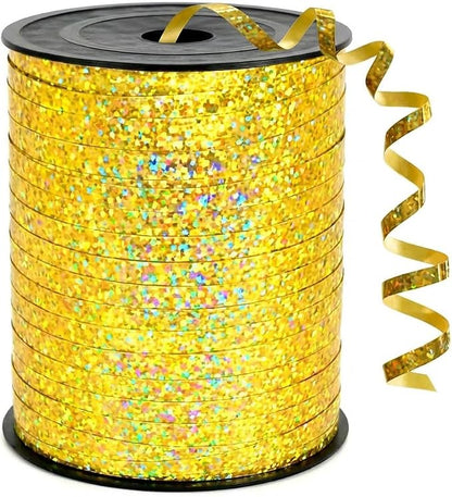 500 Yards Curling Crimped Ribbon Gold Balloon String Shiny Metallic Roll by Unknown