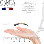Camila Paris CP3373 French Hair Barrettes Clips for Women, Handmade, Girls Side Slide-in Barrette Clip, Hair Accessories for Women. Strong Hold No Slip Grip Fashion Durable Styling, Made in France