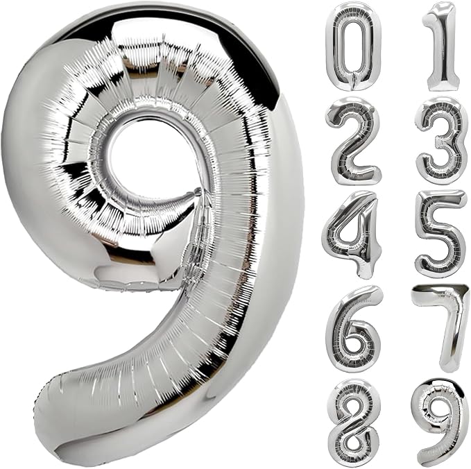 Number Balloons Silver Party Balloon by United-UnicornsParty
