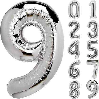 Number Balloons Silver Party Balloon by United-UnicornsParty
