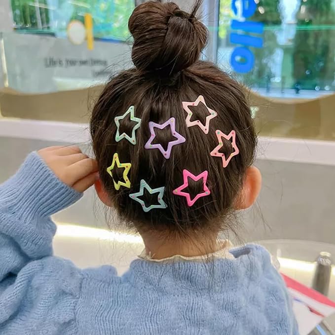 Star Hair Clips Multiple Colors Snap Hair Barrettes Non Slip Star Hair Accessories Metal Hair Clips for Girls Women -15 PCS 1.18"