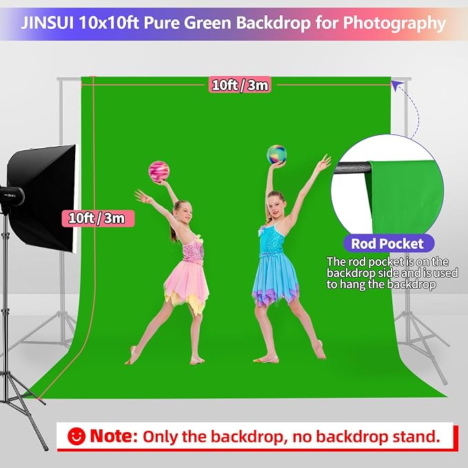 Green Screen Backdrop 10x10 ft, Chroma Key Greenscreen Background - Image 2