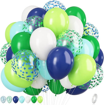 Blue and Green Balloons, 12 Inch Dinosaur Balloons by KEPMOV