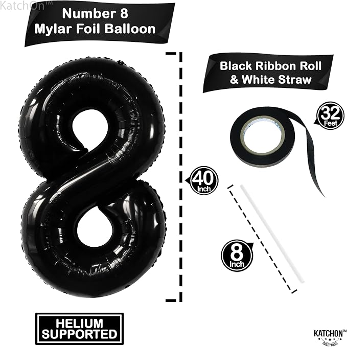 KatchOn, Giant Black Number 8 Balloon - Image 2