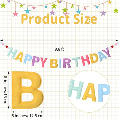 Felt Happy Birthday Garland Rainbow Banner Reusable Happy Birthday Sign Party - Image 2