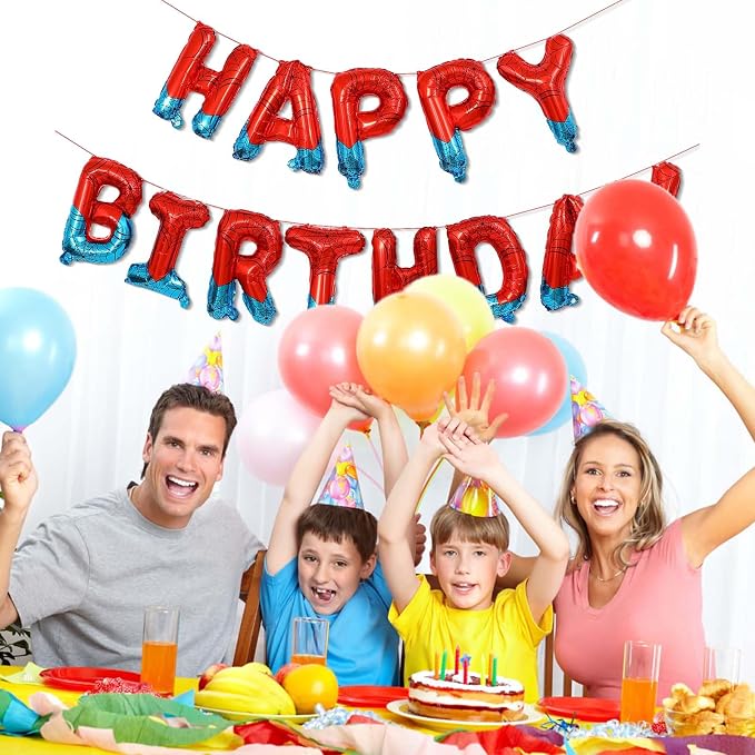16 Inch Happy Birthday Balloons Banner Spider Theme Party Decorations | Foil - Image 4