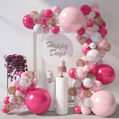 LOVESTOWN 150PCS Pink Rose Gold White Balloons Size of 18 12 10 5Inch | Pink by Lovestown