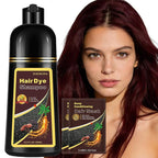 Instant Dark Wine Red Hair Dye Shampoo for 100% Gray Hair Coverage, Natural Herbal Hair Color Shampoo Hair Dye, 3 in 1 Coloring & Care Formula Lasts 3-4 Weeks, Easy & Quick to Use for Women Men, 500ML