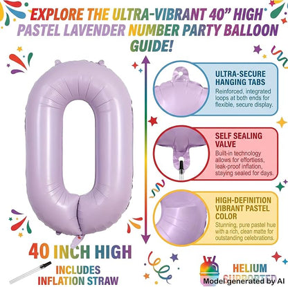 40 Inch Lavender Foil Number 20 Balloon - Image 2
