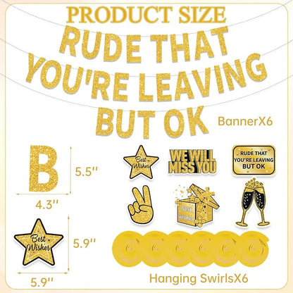 Gold Black Rude that You're Leaving But Ok Banner, Going Away Party Decorations - Image 2