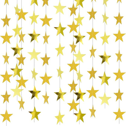 BEISHIDA Gold Glitter Star Garland Banner Decor Twinkle Star Banner Backdrop by Beishida