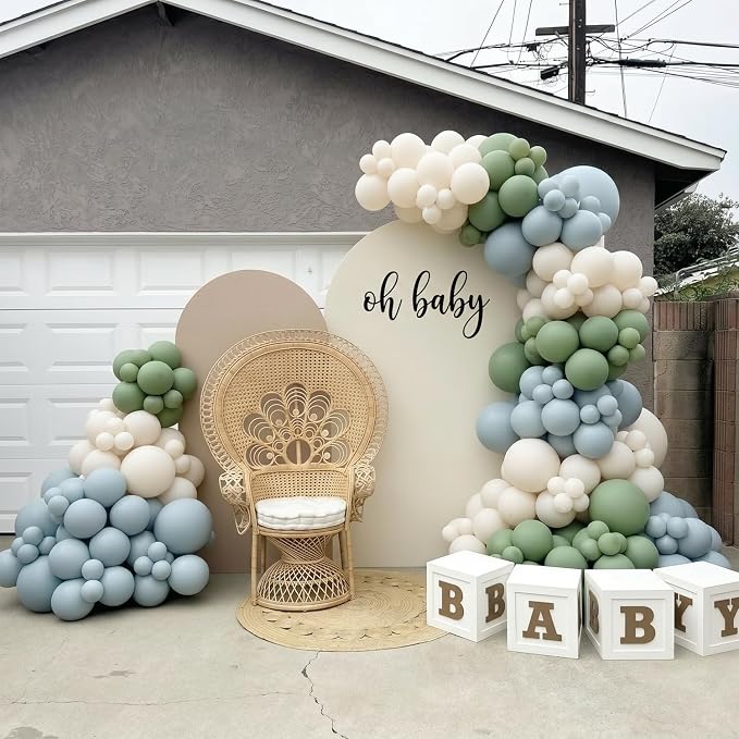 Sage Green Dusty Blue Balloons Arch Kit - Image 6