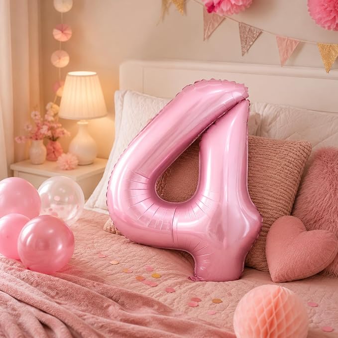 40 Inch Pink Number 4 Balloon, Giant Number Balloons, Birthday Decorations | - Image 5