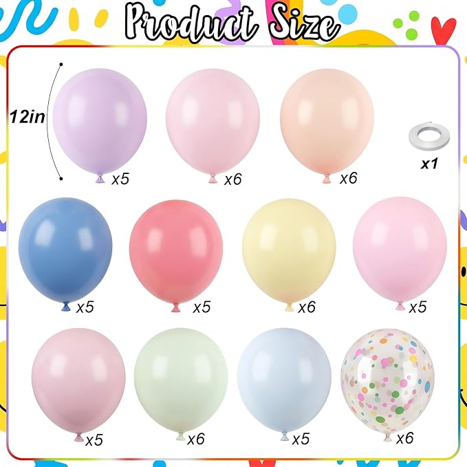 Pastel Balloons 60pcs 12 Inch Macaron Pastel Pink Blue Yellow Mint Lavender - Image 2