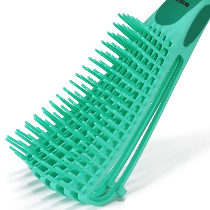 BESTOOL Detangling Brush for Black Natural Hair, Curly Hair Afro 3/4abc Texture - Faster and Easier Detangle Wet or Dry With No Pain (Green)