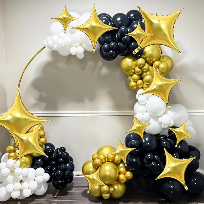 HILAVO 12PCS Gold Star Balloons, 24in 18in 10in Four Pointed Star Shaped - Image 4