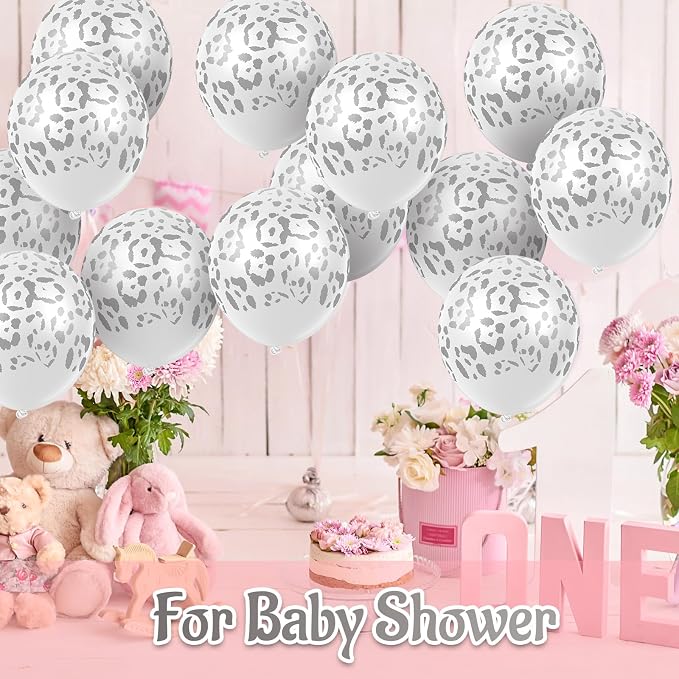 Gejoy 36 Pcs Cheetah Balloons Silver Leopard Print Balloons 12 Inch Spots Latex - Image 5