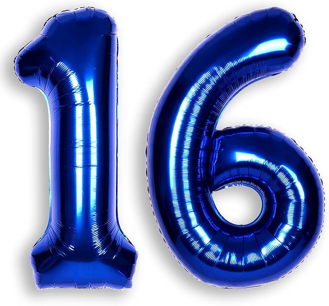 40 Inch Navy Blue Big Number 16 Balloon 0-9 Large Helium | Royal Blue Balloons by SULALABOO