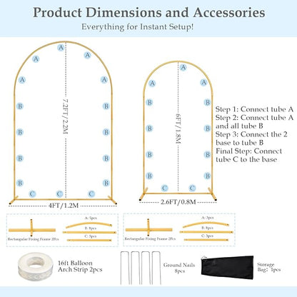 7.2FT 6FT Wedding Arch Backdrop Stand - Image 4