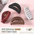 4Pcs Cloud Claw Clips for Women, 4.1" Non-Slip Strong Hold Hair Claws, Unbreakable TPEE-Silicone Blend, Large Bendable Cozy Hair Clip for Thin/Thick/Curly Hair, All-Day Comfort Matte Jaw Clip
