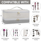 Travel Carrying Case Compatible with Shark Flexstyle/FlexFusion/Hair Dryer,Double-Layer Hair Hot Tools Storage Bag Fits for Dyson Airwrap Styler/Supersonic Hair Dryer and Attachments,Grey-Bag Only