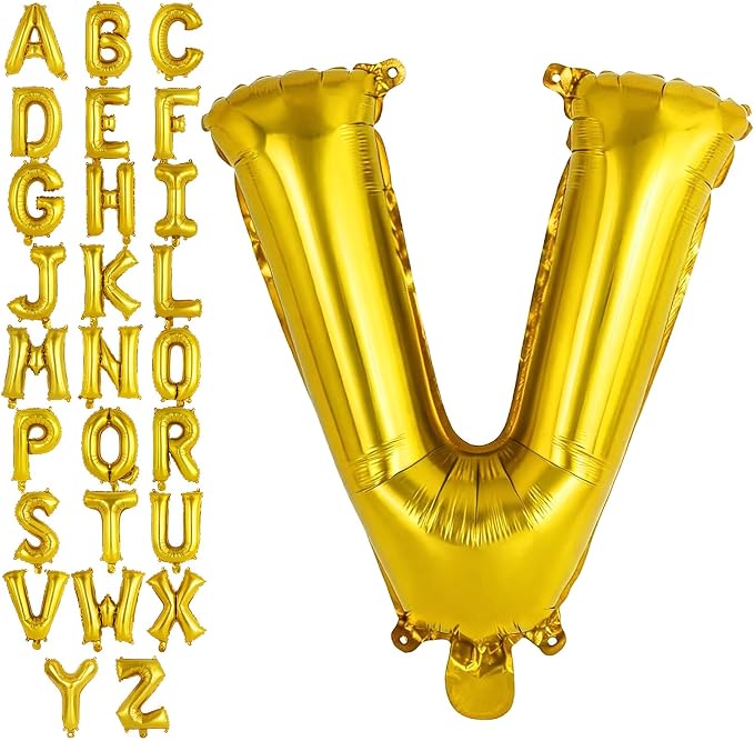 Gold Letter V Balloons, 40 Inch Large Foil Letter Balloons, Custom Phrase by YOTHORN