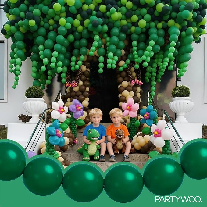 PartyWoo Dark Green Linking Balloons 100pcs 12 Inch Emerald Link Balloons | - Image 3