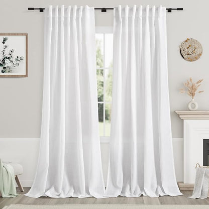 White Linen Curtains 109 Inches Long by Nanspring