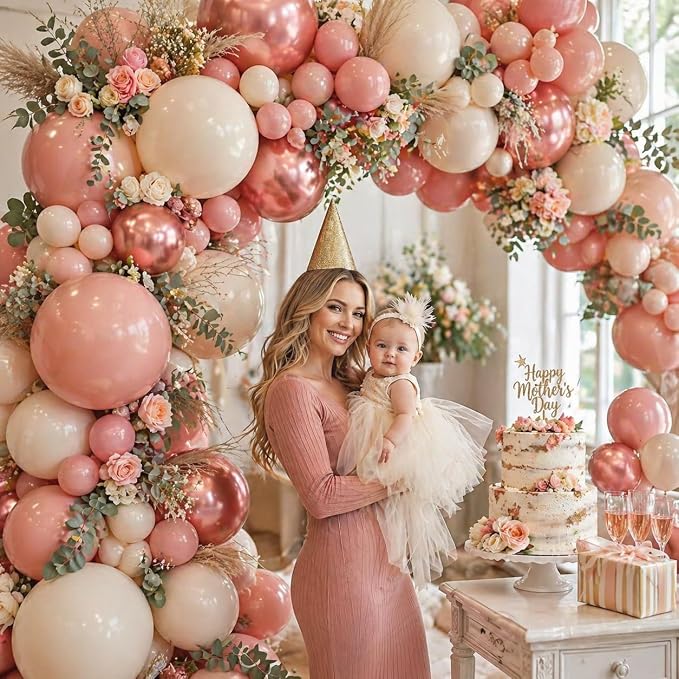 Blush Pink Balloons, 60 Packs 12 Inch Retro Pink Double Stuffed Nude Beige - Image 4