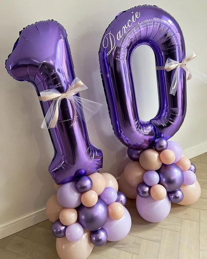 Number 14 Purple Balloons 40 Inch Giant Purple 14 Number Foil Helium Balloons - Image 6