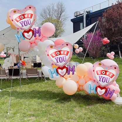 Love You Mom Balloons Mother's Day Balloons Mom Heart Foil Balloon - Image 6