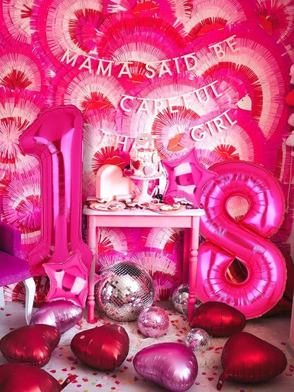 40 Inch Number Balloon Hot Pink 18 Set Pink Theme 18th Birthday Decor 10Pcs | - Image 4