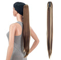 SWACC 28-Inch Long Straight Claw Clip Ponytail Extensions Synthetic Hair Extensions Ponytail Jaw Clip Hair Pieces for Women (Light Brown/Beige Highlights-12H24#)