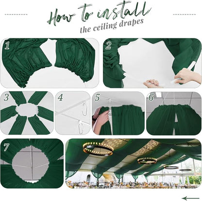 8 Panels Emerald Green Ceiling Drapes - Image 7