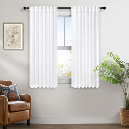 Pitalk Solid White Curtains 54 Inch Length - Image 6