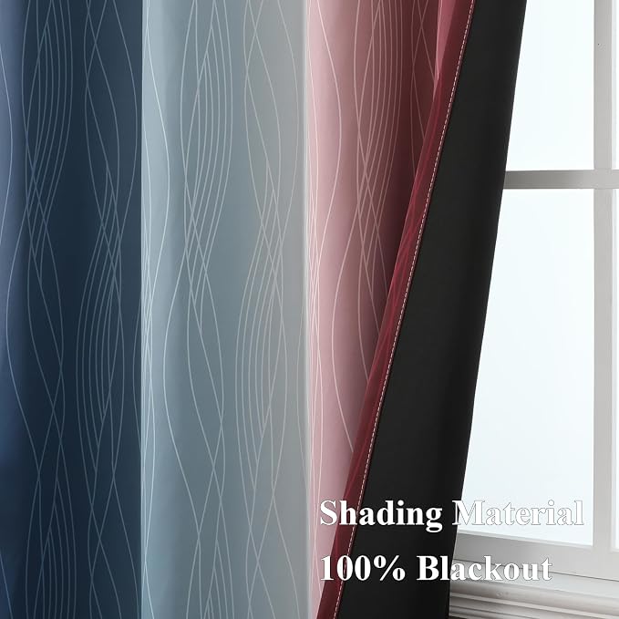Burgundy Red and Navy Blue Ombre Blackout Curtains 84 Inches Long - Image 5